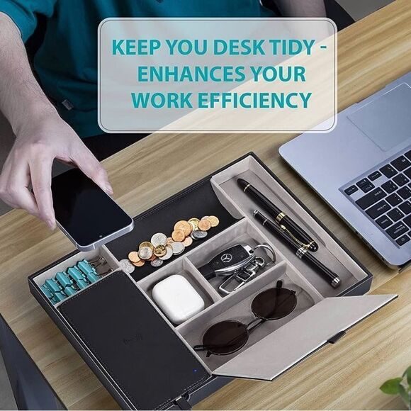 Nightstand organizing charging station.  Great gift for guys or gals (un… - Picture 9 of 11